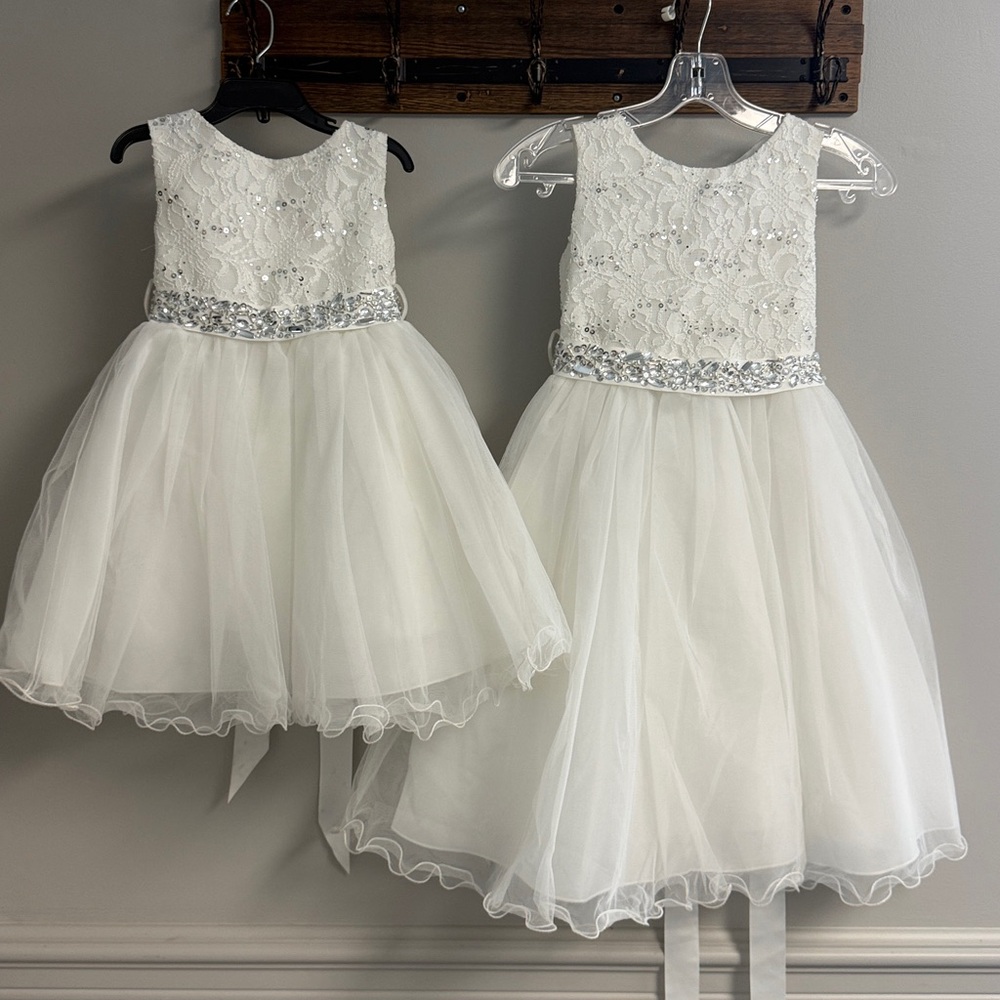 Ivory Lace Sequin Waist Flower Girl Dress for Kids